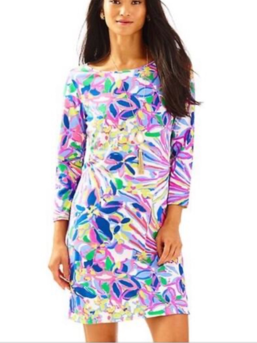 Lilly Pulitzer Marlowe Dress Havin A Blast 3/4 Sleeve XS